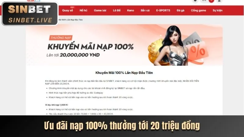Thưởng chào mừng 200% cho lần nạp đầu tiên tại gwin